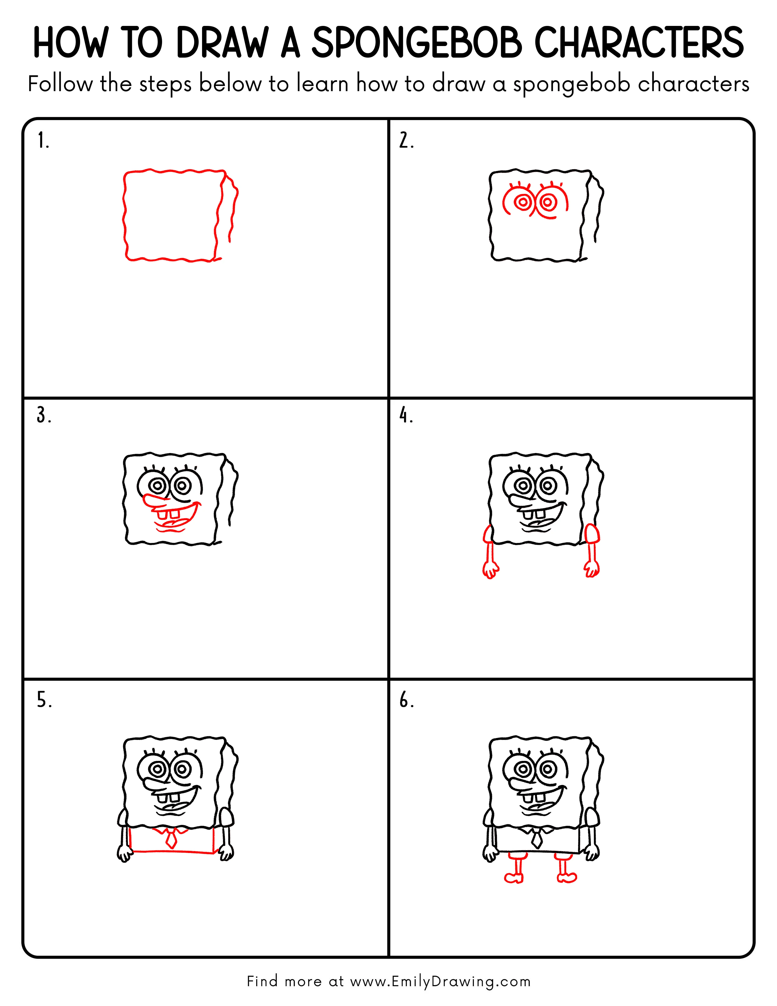 Printable Spongebob Characters Drawing Guide